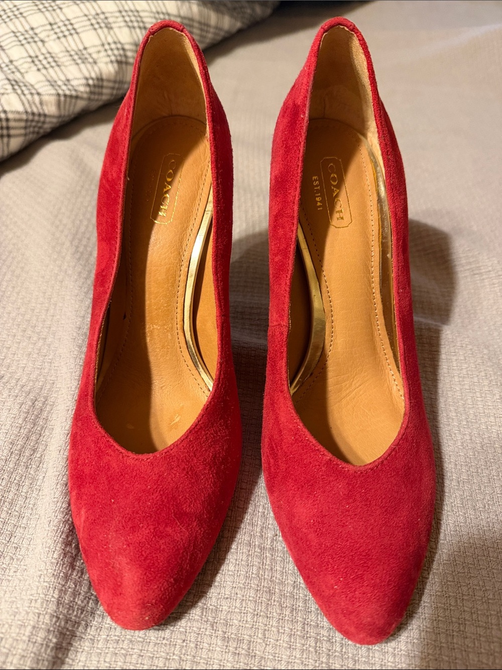 Coach Red Suede Pointed-Toe Heels